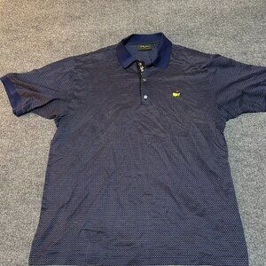 Bobby Jones Collection Masters Logo Golf Polo Shirt Blue Mens Size Large